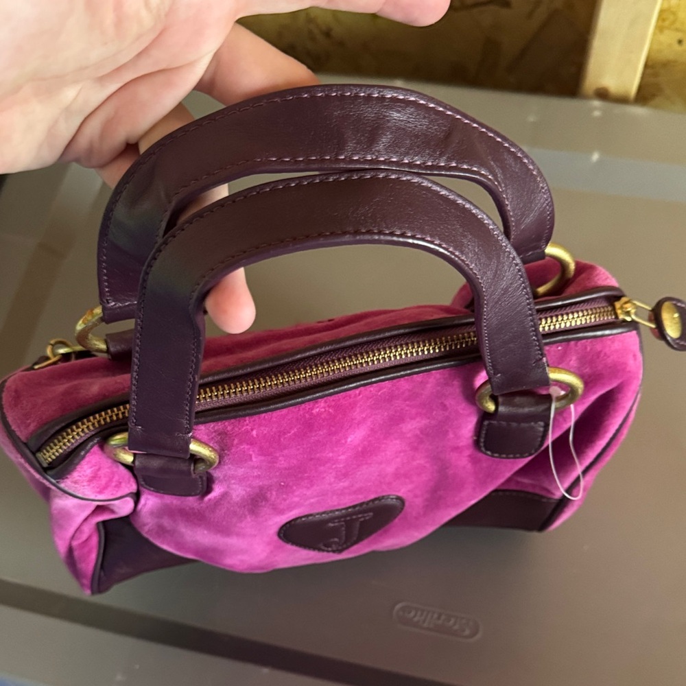 VTG Juicy Couture Pink/Burgundy Leather Suede Handbag - Picture 5 of 6